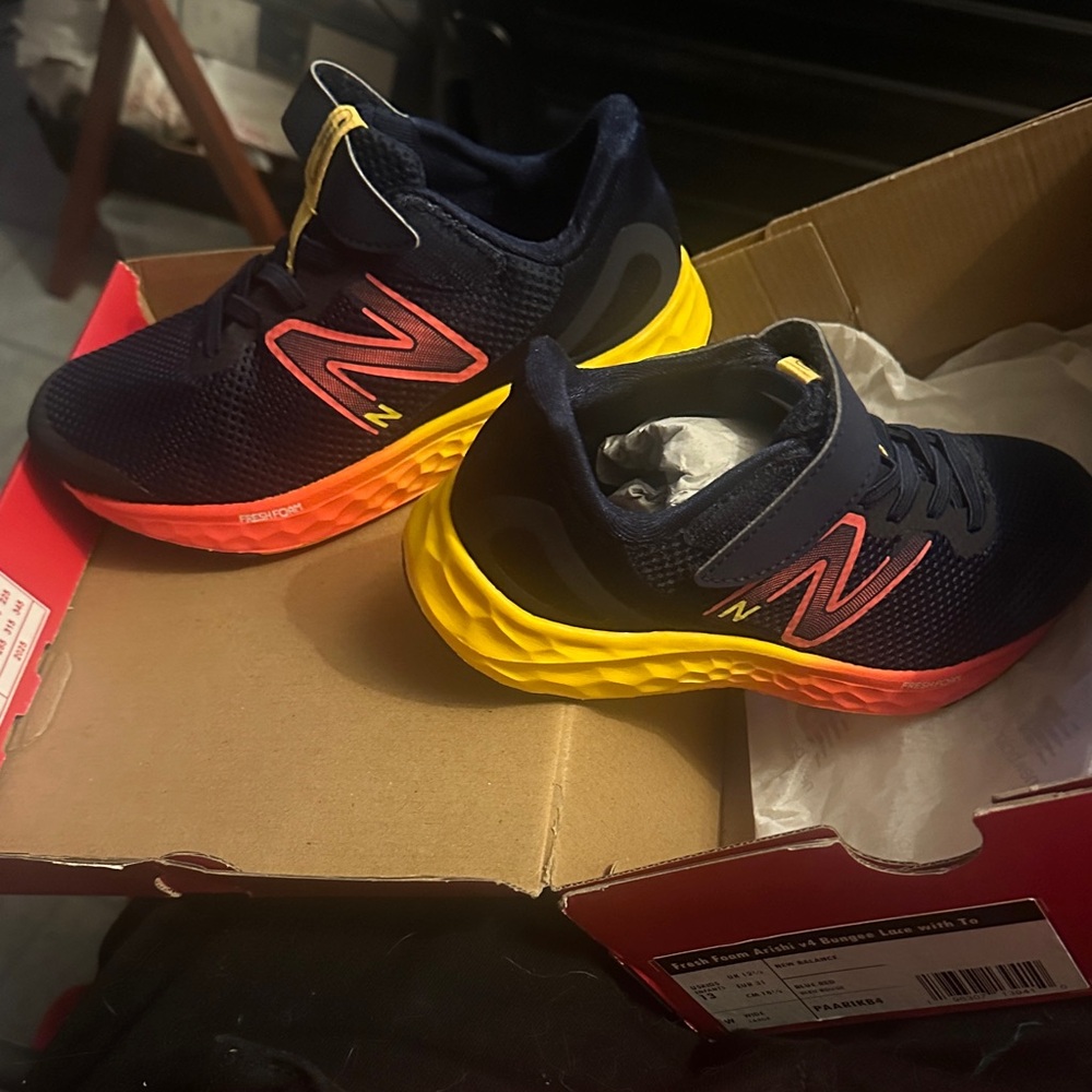 New Balance Kids' Navy and Orange Sneakers
